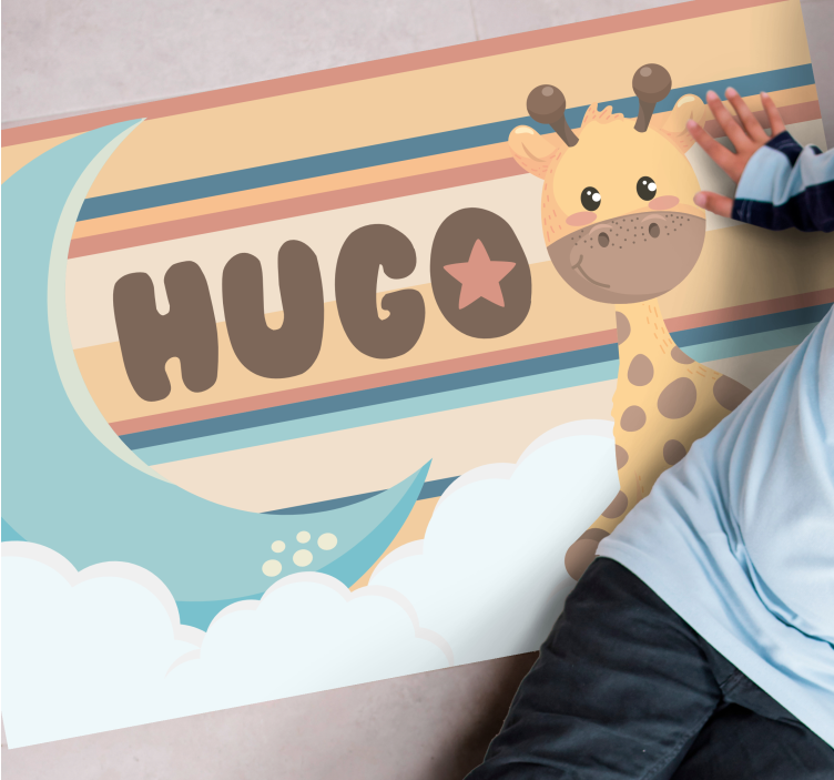 男孩的可爱长颈鹿名字婴儿游戏垫 - TenStickers