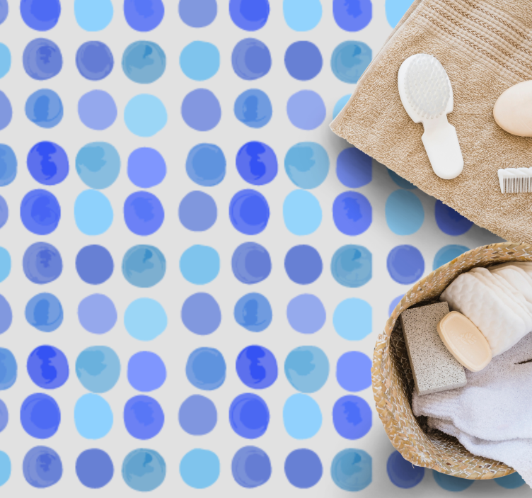 深蓝色水彩波尔卡几何地毯 - TenStickers