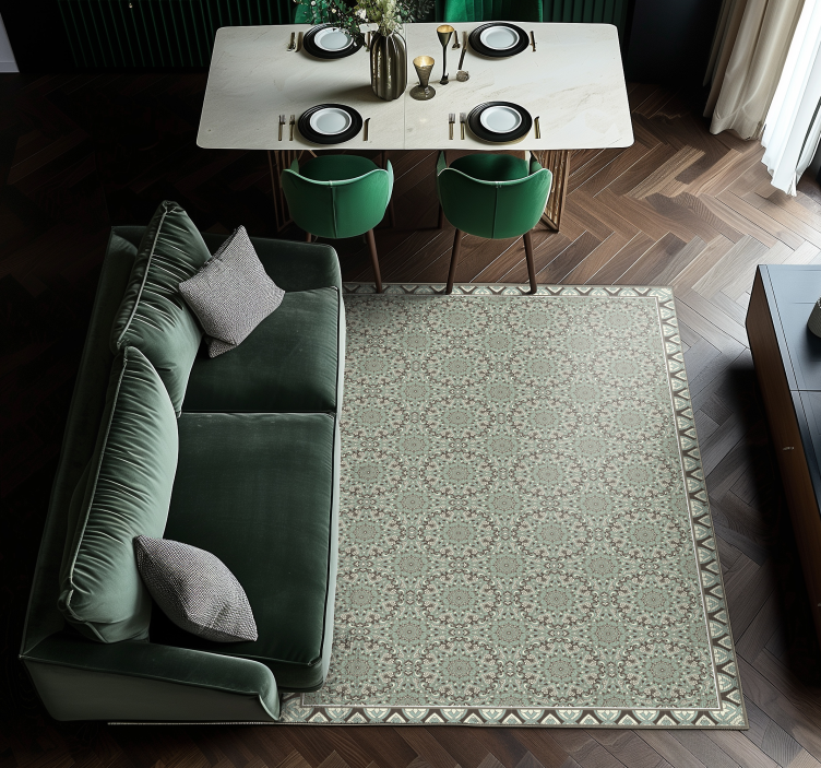 乙烯基地毯饭厅 花卉瓷砖图案 - TenStickers