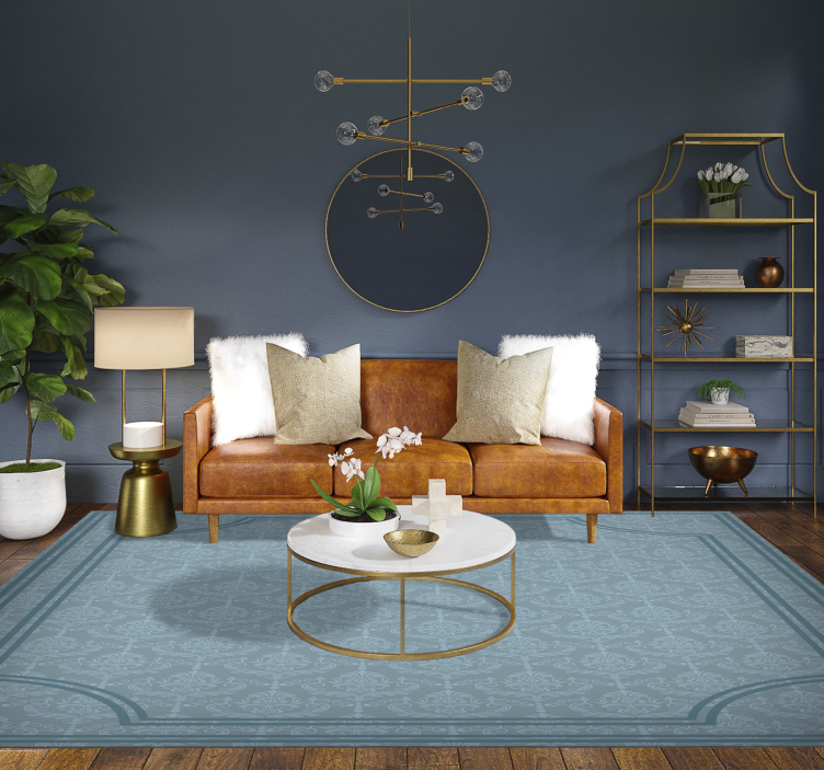 乙烯基地毯饭厅柔和蓝色巴洛克 - TenStickers