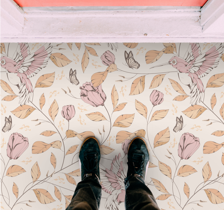 乙烯基地毯入口大厅柔和花卉优雅 - TenStickers