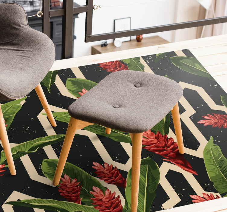 乙烯基花草地毯 植物几何 - TenStickers