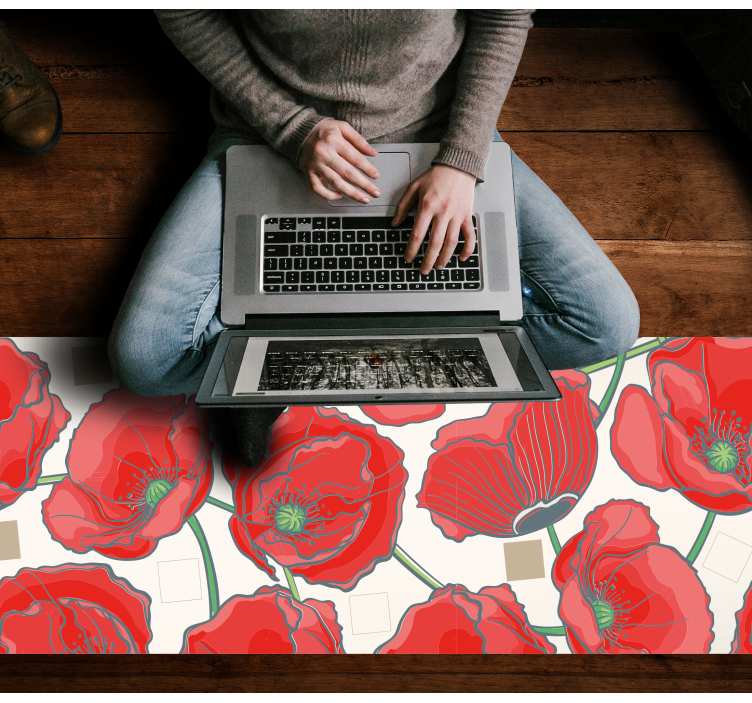 乙烯基花草地毯绯红花朵的优雅 - TenStickers