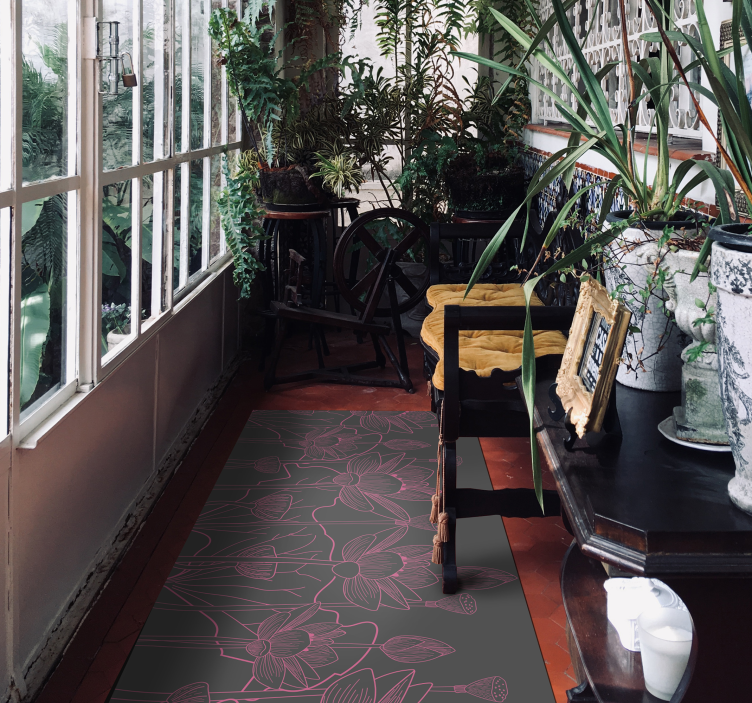 乙烯基花草地毯 花的轮廓草图 - TenStickers