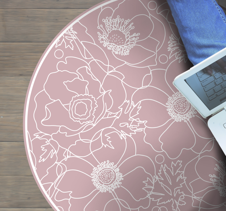 乙烯基花草地毯 花卉轮廓图案 - TenStickers