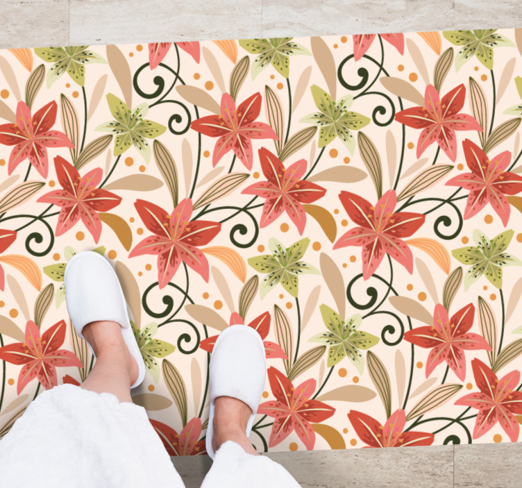 乙烯基花草地毯 花卉漩涡图案 - TenStickers