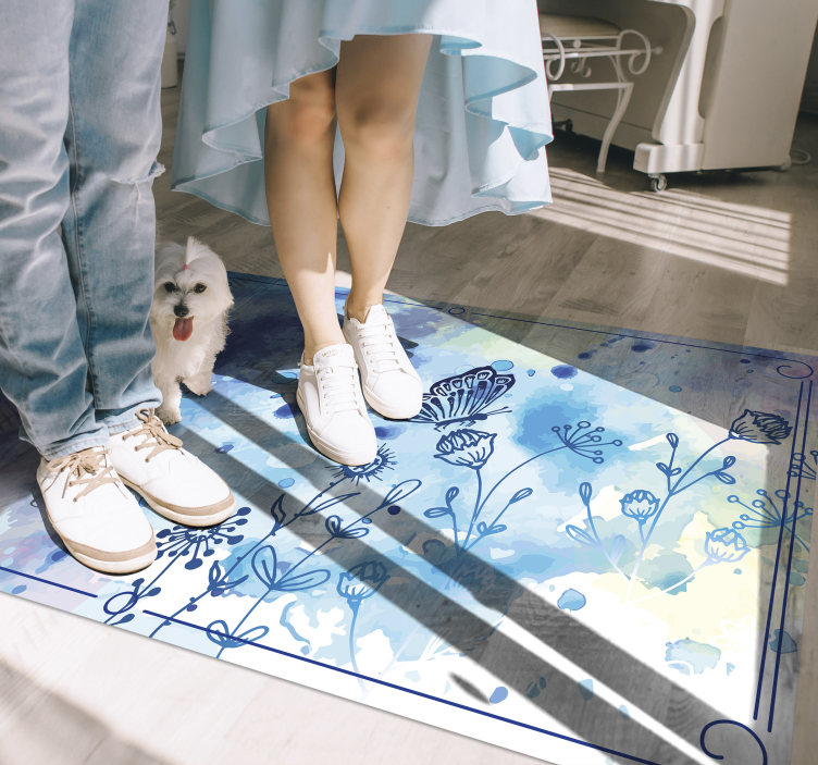 乙烯基花草地毯 花卉水彩优雅 - TenStickers