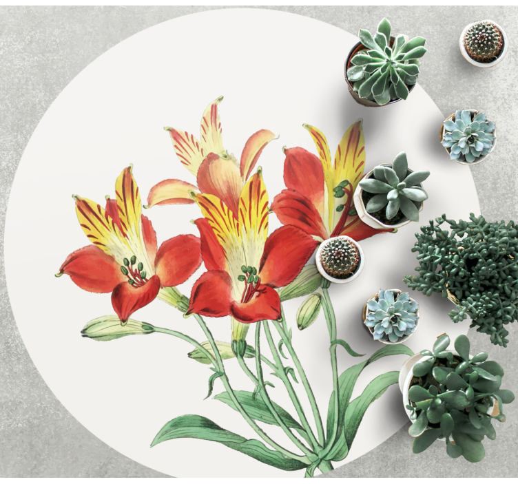 乙烯基花草地毯生机盎然的红色花朵 - TenStickers