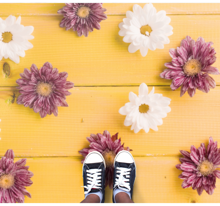 乙烯基花草地毯粉白色花瓣 - TenStickers