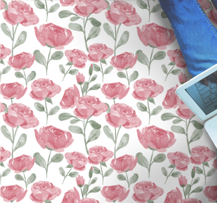 乙烯基花草地毯，罂粟花植物图案 - TenStickers