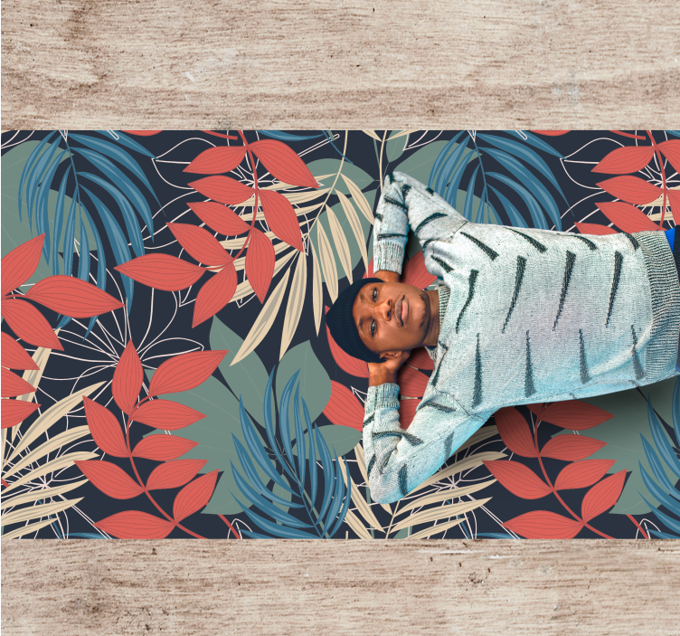 乙烯基花草地毯生动叶子图案 - TenStickers