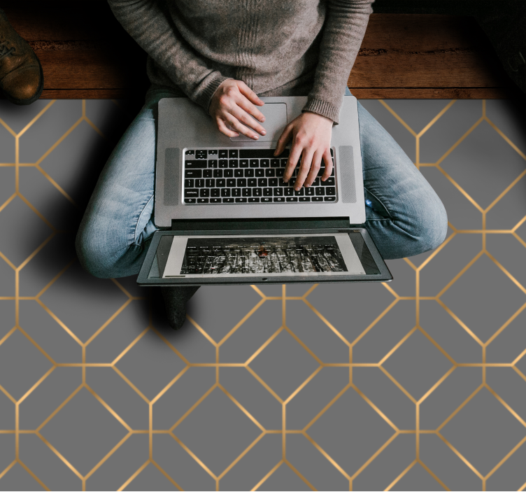 乙烯基地毯几何 几何六边形叠加 - TenStickers