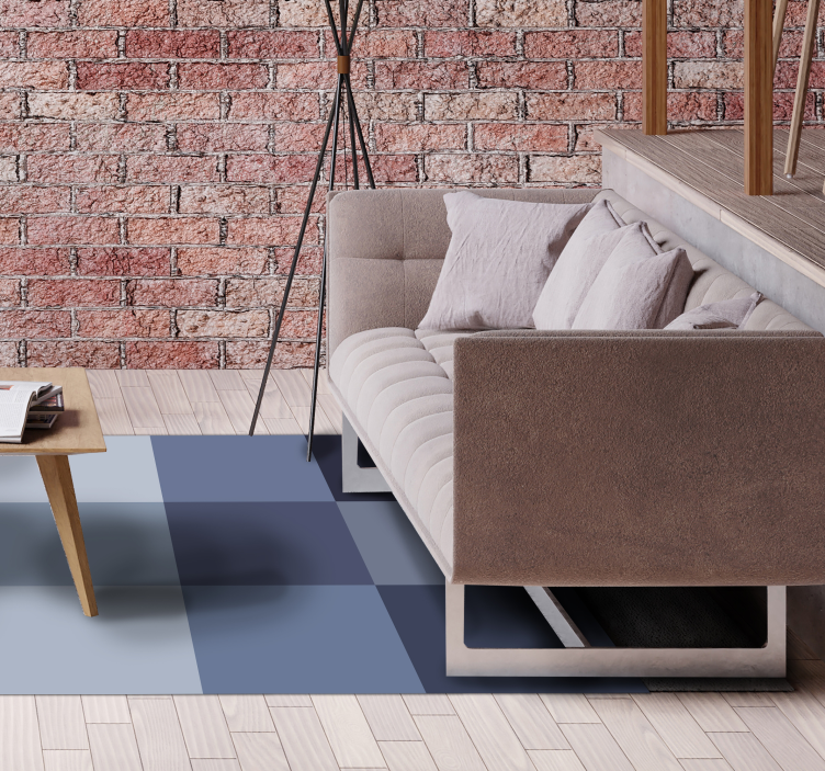 乙烯基地毯几何 蓝色格纹图案 - TenStickers