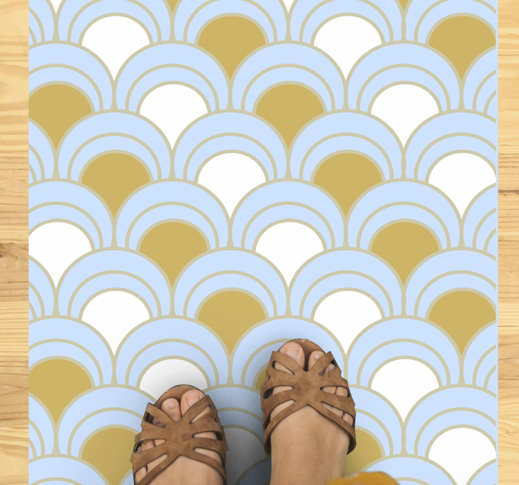 乙烯基地毯几何蓝色曲线图案 - TenStickers