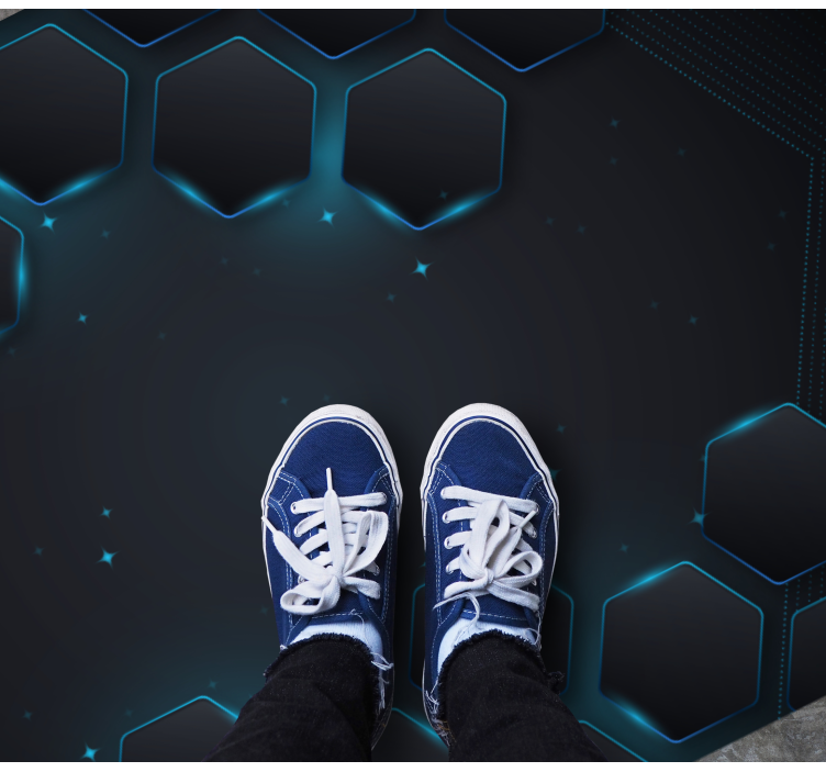 乙烯基地毯几何蓝色六边形布局 - TenStickers