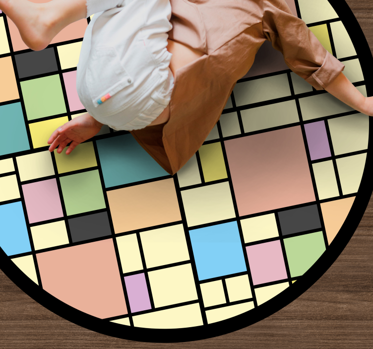 乙烯基地毯几何色彩方块图案 - TenStickers