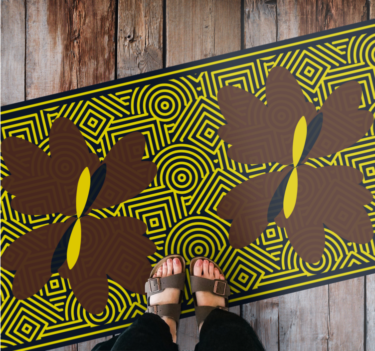 乙烯基地毯几何 几何花卉对比 - TenStickers