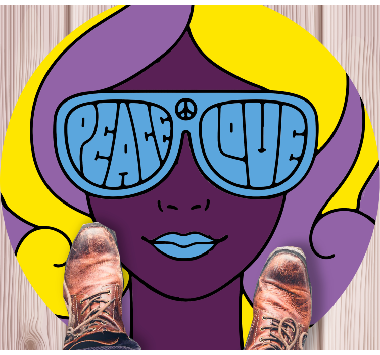 戴和平与爱眼镜复古地毯的女孩 - TenStickers