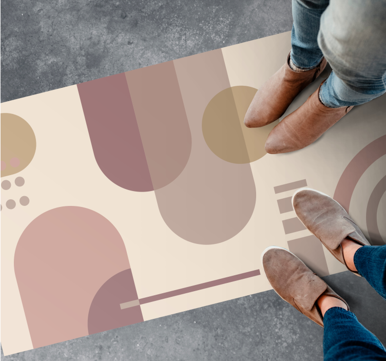 灰色和棕色几何图案几何地毯 - TenStickers