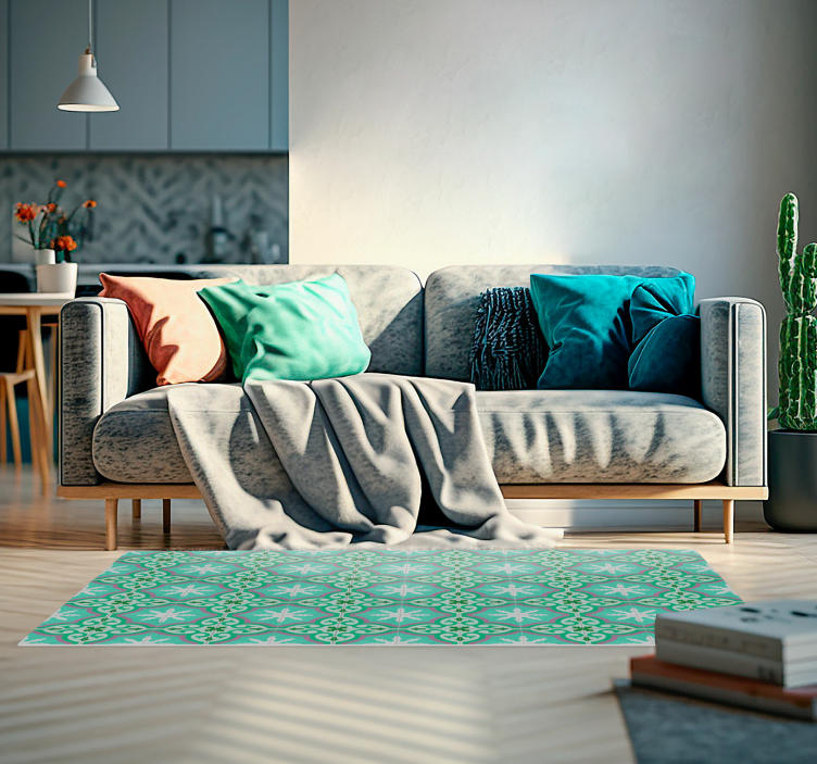 乙烯基复古地毯 绿色液压瓷砖 - TenStickers