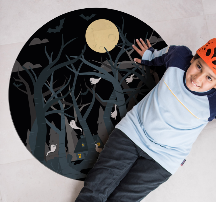 乙烯基地毯万圣节 幽灵般的森林场景 - TenStickers