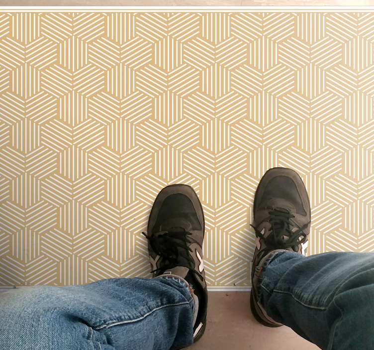 六边形条纹瓷砖几何地毯 - TenStickers