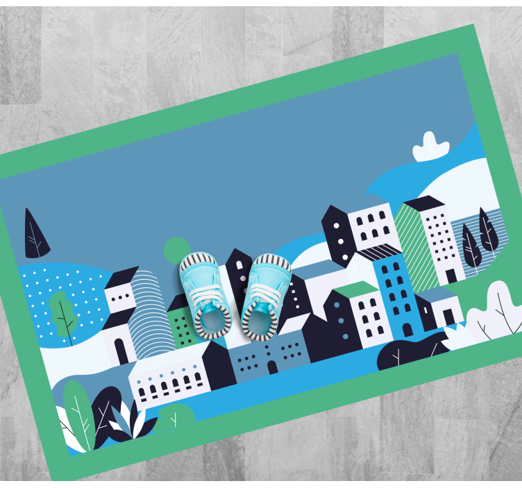 乙烯基地毯适合蓝色城市风景 - TenStickers