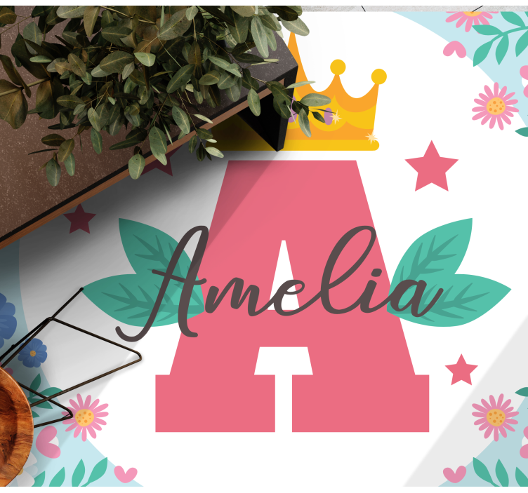 乙烯基地毯 皇冠首字母与姓名 - TenStickers