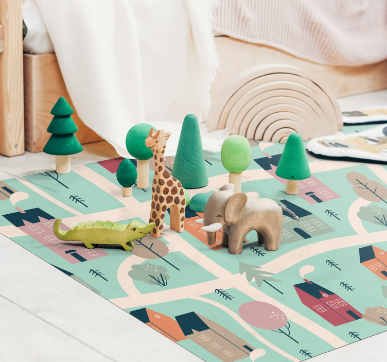 乙烯基地毯 儿童 儿童游乐村 - TenStickers