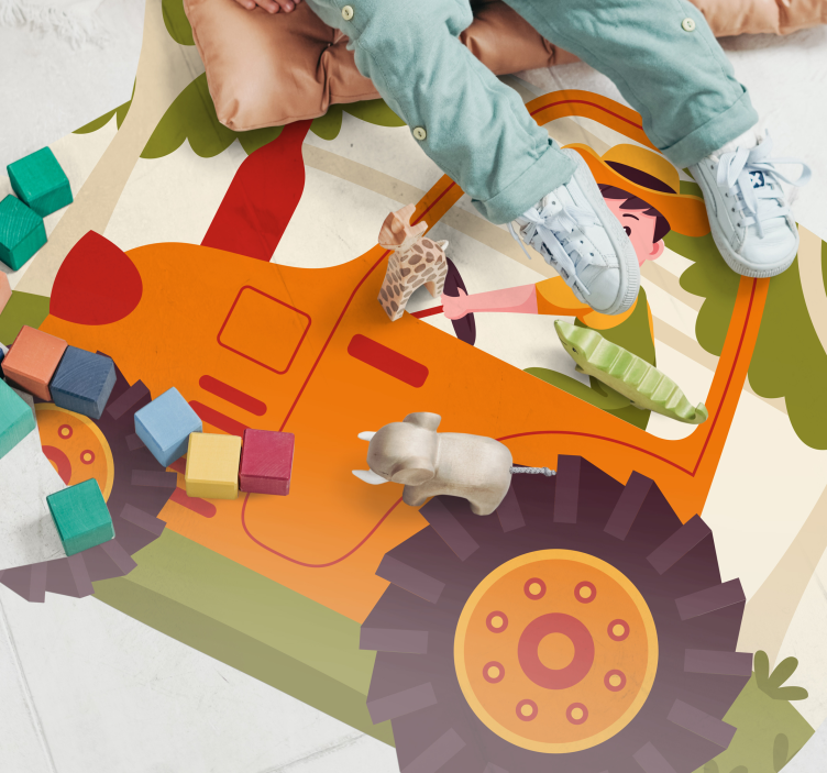 乙烯基地毯 儿童 有趣的拖拉机图像 - TenStickers