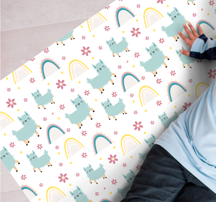 乙烯基地毯彩虹与羊驼 - TenStickers