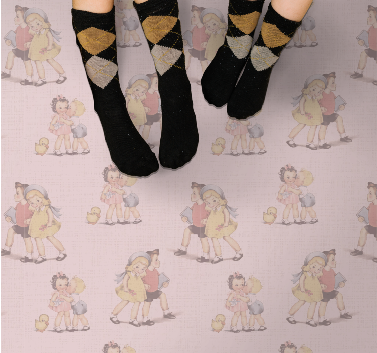 乙烯基地毯 儿童 复古趣味朋友 - TenStickers