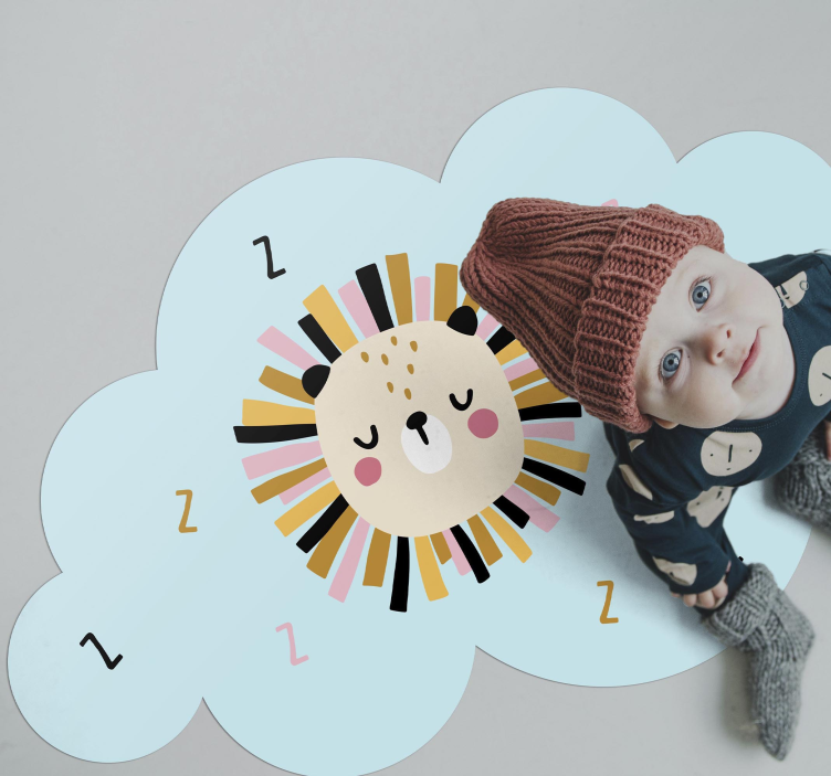 乙烯基地毯 儿童 睡觉的狮子云朵 - TenStickers