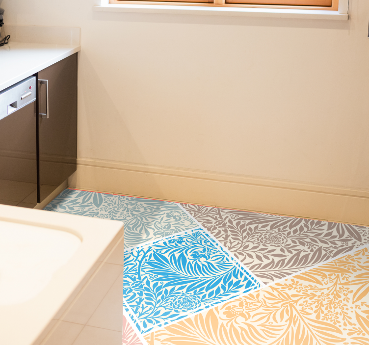 乙烯基厨房地毯花卉拼布设计 - TenStickers