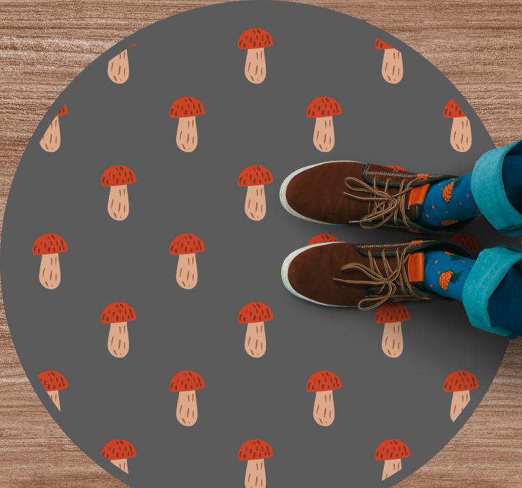 乙烯基厨房地毯蘑菇图案圆形 - TenStickers