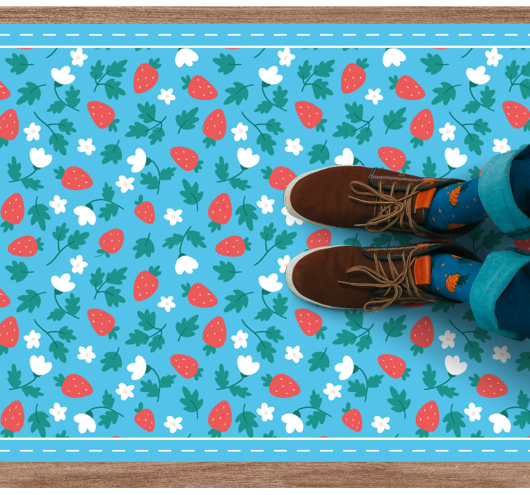 乙烯基厨房地毯草莓花卉图案 - TenStickers
