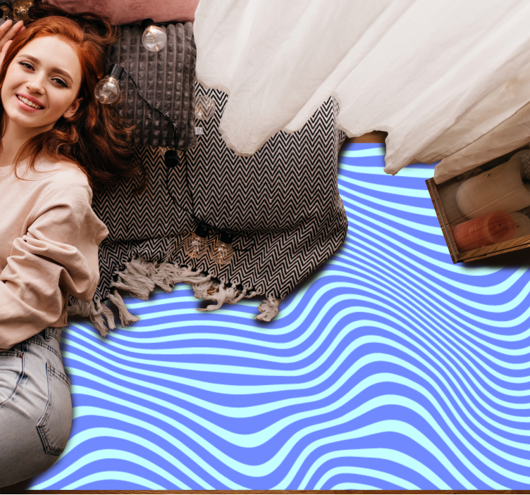 蓝色和紫色催眠线条复古地毯 - TenStickers