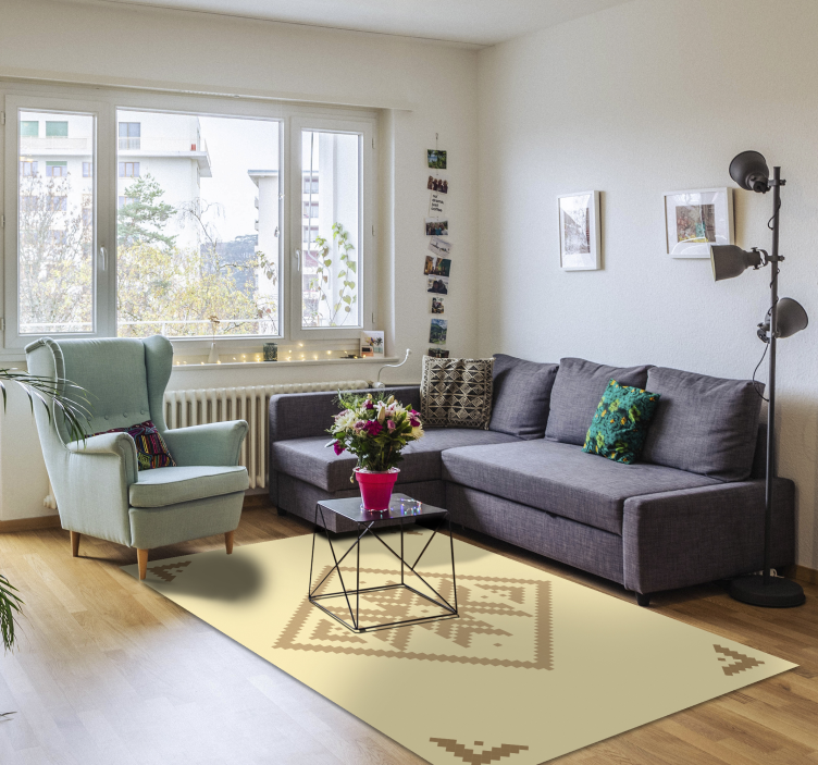 乙烯基地毯客厅优雅几何对比 - TenStickers