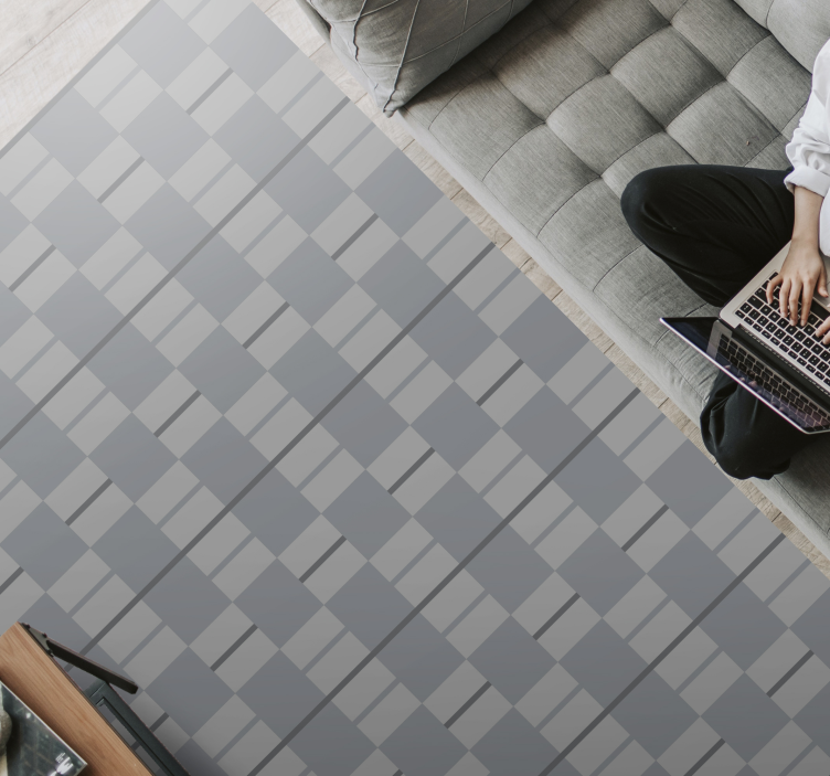 乙烯基地毯客厅灰色图案方块 - TenStickers