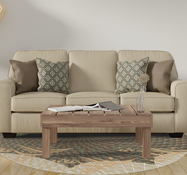 乙烯基地毯客厅日式与北欧风格纹理设计 - TenStickers