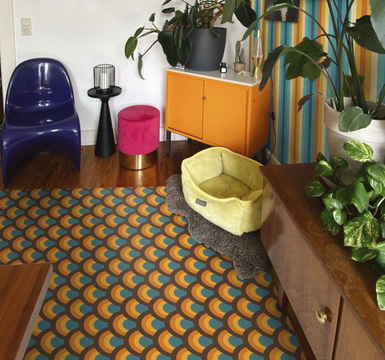 乙烯基地毯客厅 逆曲线图案 - TenStickers