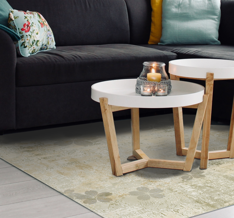 乙烯基地毯客厅细腻花卉优雅 - TenStickers