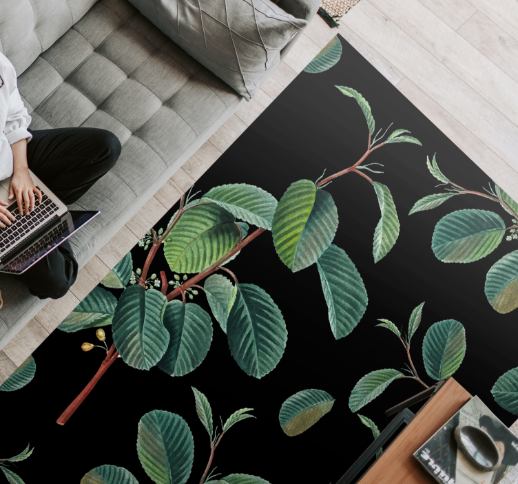 乙烯基地毯客厅生机盎然的叶子图案 - TenStickers