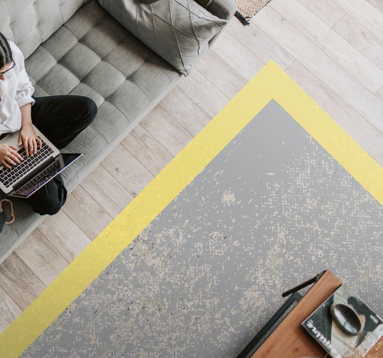 乙烯基地毯客厅黄色框架 - TenStickers