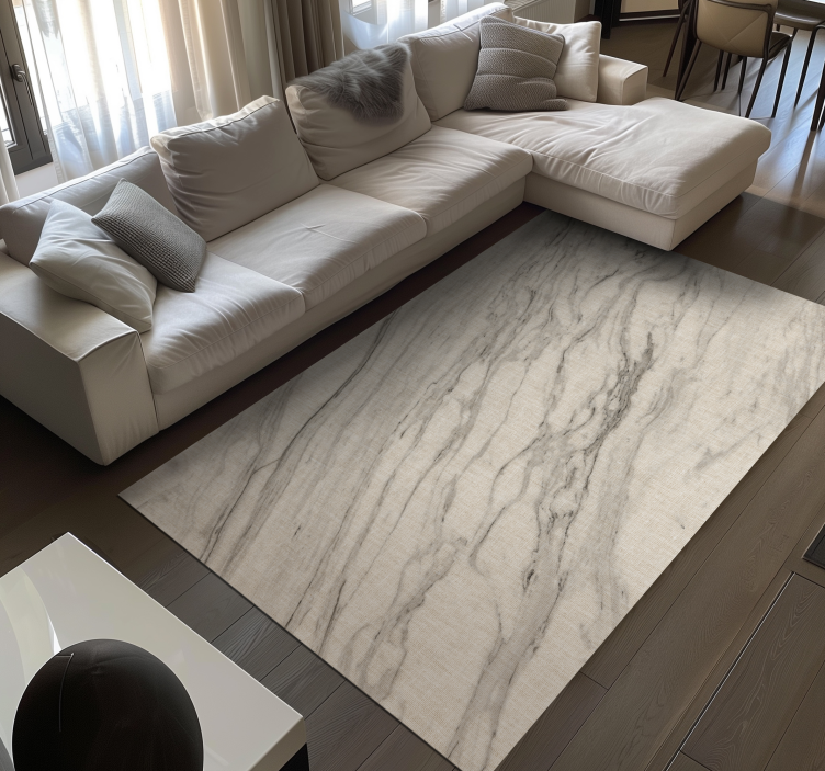 大理石乙烯基地毯，象牙色调搭配黑色细节 - TenStickers