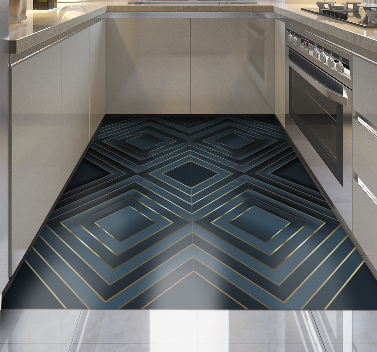 乙烯基地毯黑色轮廓方块图案 - TenStickers