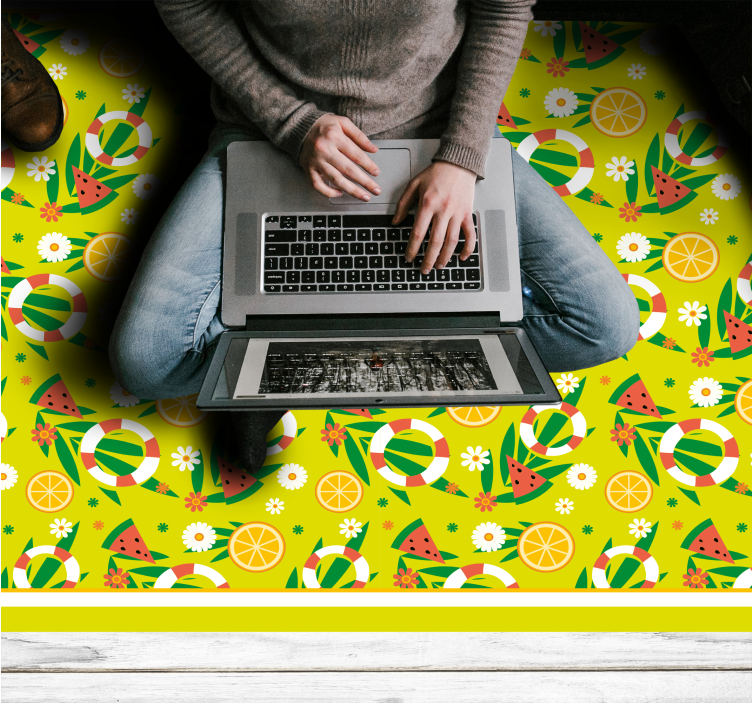 乙烯基地毯镶嵌明亮柑橘图案 - TenStickers