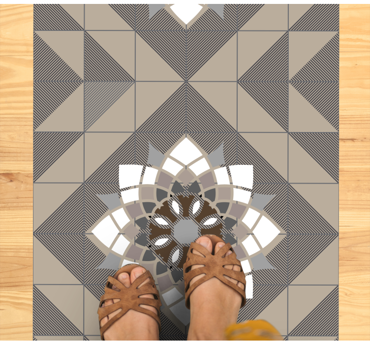 乙烯基地毯镶嵌几何花卉图案 - TenStickers