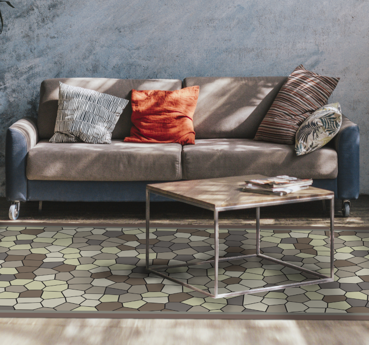 乙烯基地毯镶嵌六角石纹图案 - TenStickers