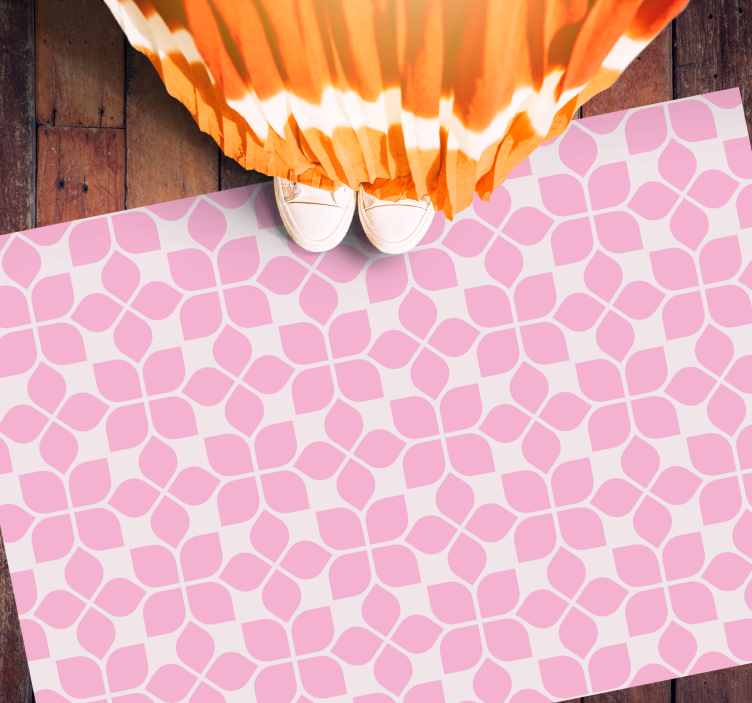 乙烯基地毯镶嵌 粉色花卉瓷砖 - TenStickers